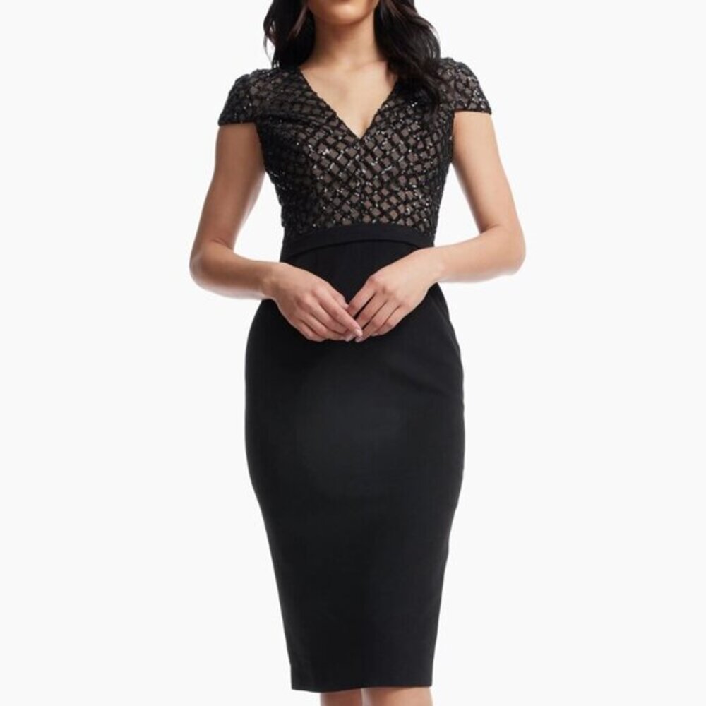 Dress The Population Black Dress Size Large Sequins Cocktail Dinner Work Cruise